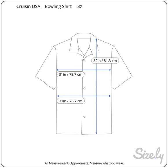 Cruisin USA Men bowling shirt blue black retro vintage 90s pit to pit 31 sz 3X - Picture 2 of 11